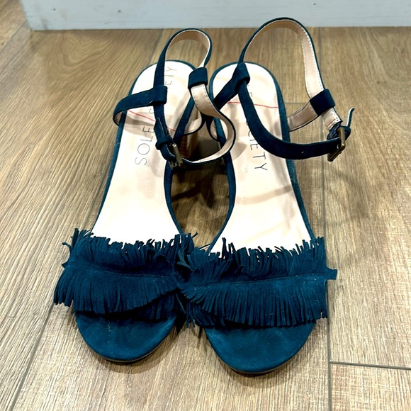 Sole Society Fringe Wedge Sandals - Picture 2 of 6